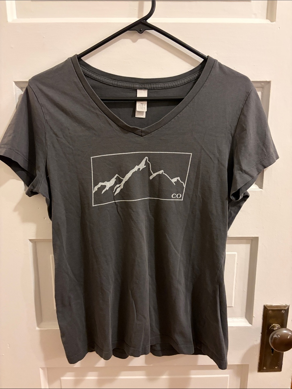 District Charcoal V-Neck Mountain Graphic Tee
